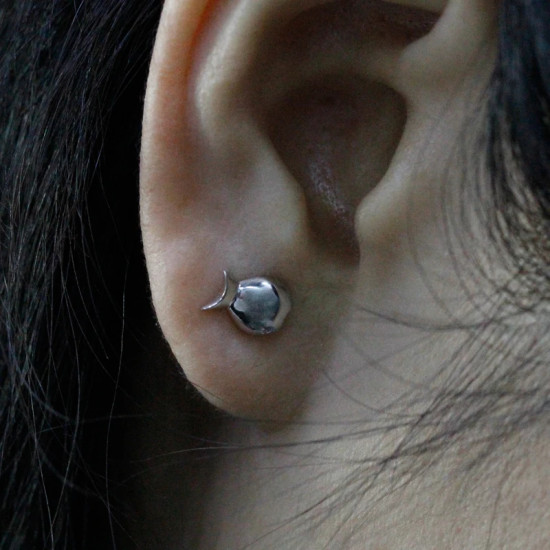 Pendientes tipo botón de plata fina con forma de pez para mujer, aretes coreanos de CZ, joyería de moda, Tanabata, regalo de San Valentín, 925 - malaquita tienda 36