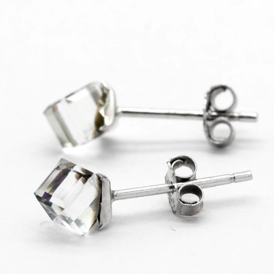 Pendientes prismáticos de Plata de Ley 925 para mujer, aretes de tuerca de CZ transparente, joyería de moda 2021 - malaquita tienda 36