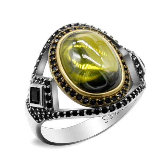 Anillo de Plata de Ley 925 con circón para hombre, joyería religiosa de diseño hueco, estilo Punk, turco, minimalista, para fiesta de cóctel - malaquita tienda 36