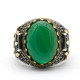 Anillo hecho a mano de ágata verde Natural para hombre, joyería de plata estilo punk s925, anillo de regalo para fiesta de amigos - malaquita tienda 36