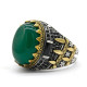 Anillo hecho a mano de ágata verde Natural para hombre, joyería de plata estilo punk s925, anillo de regalo para fiesta de amigos - malaquita tienda 36