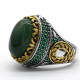 Anillo de plata pura S925 con ágata verde india natural hecho a mano, anillo de pareja de estilo punk, conjunto de joyería, anillo para mujer - malaquita tienda 36