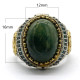 Anillo de plata pura S925 con ágata verde india natural hecho a mano, anillo de pareja de estilo punk, conjunto de joyería, anillo para mujer - malaquita tienda 36