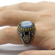 Anillo de joyería de estilo Punk turco para hombre con cianita Natural azul cielo, anillo de esmalte de circonia cúbica Retro de Plata de Ley 925, regalos para hombres y mujeres - malaquita tienda 36