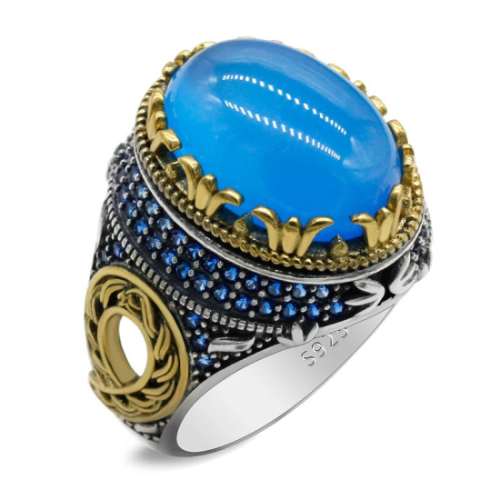 Anillo de Plata de Ley 925 auténtica para hombres y mujeres, piedra de ágata Natural, trébol clásico, tendencia turca, anillo de boda, estilo Punk Retro - malaquita tienda 36