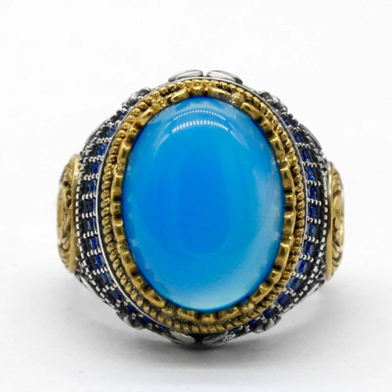 Anillo de Plata de Ley 925 auténtica para hombres y mujeres, piedra de ágata Natural, trébol clásico, tendencia turca, anillo de boda, estilo Punk Retro - malaquita tienda 36