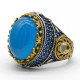 Anillo de Plata de Ley 925 auténtica para hombres y mujeres, piedra de ágata Natural, trébol clásico, tendencia turca, anillo de boda, estilo Punk Retro - malaquita tienda 36
