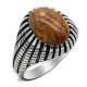 925 de plata esterlina Simple personalidad Natural de ágata loco de piedra de los hombres y las mujeres anillos de tendencia Retro turco de los hombres anillos de boda - malaquita tienda 36