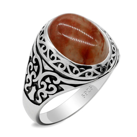 Anillo hecho a mano de plata de ley S925 para hombre, conjunto de joyería Türkiye de cuarzo Natural, anillo para fiesta navideña Anillo hecho a mano de plata de ley S925 para hombre, conjunto de joyería Türkiye de cuarzo Natural, anillo para fiesta navideña