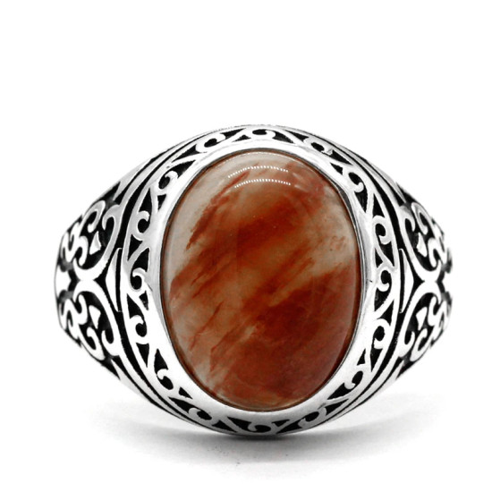 Anillo hecho a mano de plata de ley S925 para hombre, conjunto de joyería Türkiye de cuarzo Natural, anillo para fiesta navideña - malaquita tienda 36