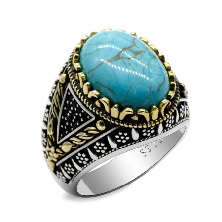 Anillos clásicos de Plata de Ley 925 para hombre y mujer, con Turquesa Natural, Popular, en forma de V, joyería turca Anillos clásicos de Plata de Ley 925 para hombre y mujer, con Turquesa Natural, Popular, en forma de V, joyería turca