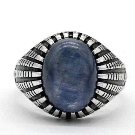 Turco de la joyería de los hombres, anillo de cianita Natural 925 plata esterlina Retro de moda de alta-CZ anillo de esmalte hombres y mujeres regalos Turco de la joyería de los hombres, anillo de cianita Natural 925 plata esterlina Retro de moda de alta-CZ anillo de esmalte hombres y mujeres regalos