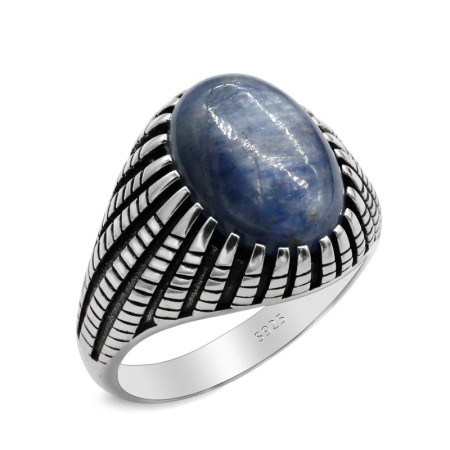 Turco de la joyería de los hombres, anillo de cianita Natural 925 plata esterlina Retro de moda de alta-CZ anillo de esmalte hombres y mujeres regalos Turco de la joyería de los hombres, anillo de cianita Natural 925 plata esterlina Retro de moda de alta-CZ anillo de esmalte hombres y mujeres regalos