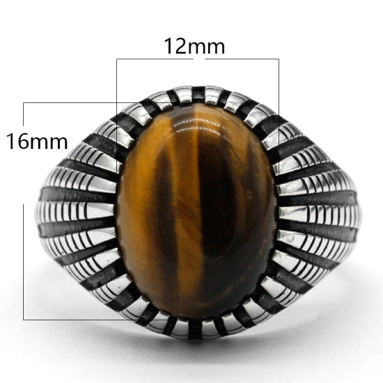 Anillo de Plata de Ley 925 pura para hombre, piedra de ojo de tigre Natural, sencillo, clásico, elegante, hecho a mano, joyería exquisita, regalo - malaquita tienda 36