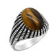 Anillo de Plata de Ley 925 pura para hombre, piedra de ojo de tigre Natural, sencillo, clásico, elegante, hecho a mano, joyería exquisita, regalo - malaquita tienda 36