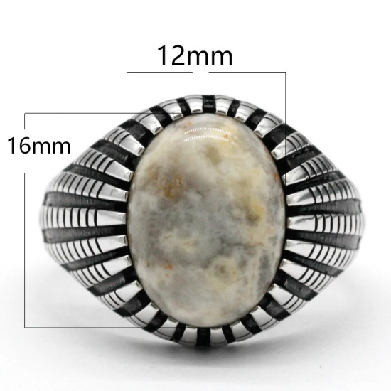 Anillo de piedra de ágata loca Natural para hombres y mujeres, diseño clásico de estilo Punk, anillo turco de ágata de Plata de Ley 925, regalo de joyería para hombres - malaquita tienda 36