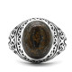 Tgürkiye-Anillo de Plata de Ley 925 para hombre, Gema natural, joyería punk, conjunto de festival, regalo - malaquita tienda 36