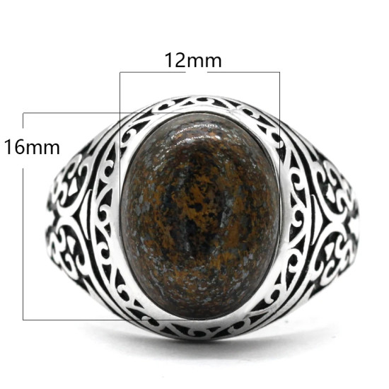 Tgürkiye-Anillo de Plata de Ley 925 para hombre, Gema natural, joyería punk, conjunto de festival, regalo - malaquita tienda 36