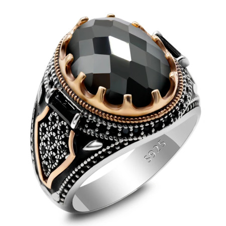 Anillo clásico de Plata de Ley 925 para hombre y mujer, joyería Punk turca Vintage, conjunto de joyería de oro rosa 2022
