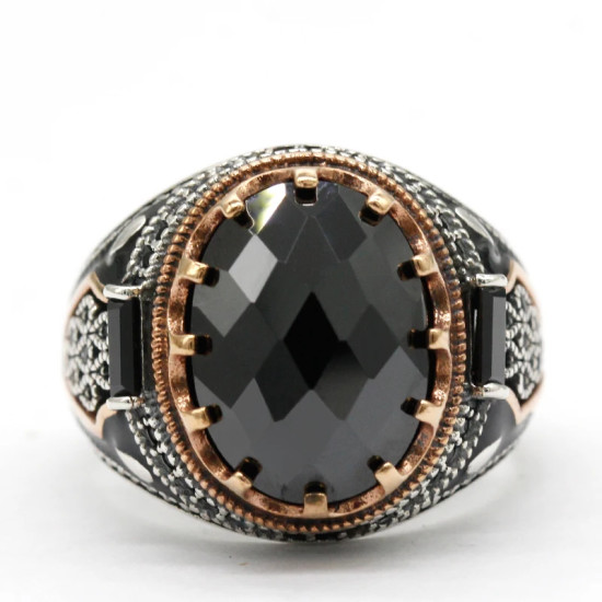 Anillo clásico de Plata de Ley 925 para hombre y mujer, joyería Punk turca Vintage, conjunto de joyería de oro rosa 2022 - malaquita tienda 36