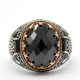 Anillo clásico de Plata de Ley 925 para hombre y mujer, joyería Punk turca Vintage, conjunto de joyería de oro rosa 2022 - malaquita tienda 36