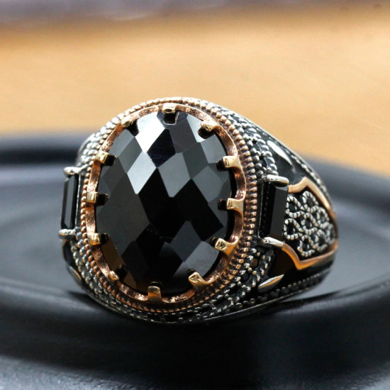 Anillo clásico de Plata de Ley 925 para hombre y mujer, joyería Punk turca Vintage, conjunto de joyería de oro rosa 2022 - malaquita tienda 36