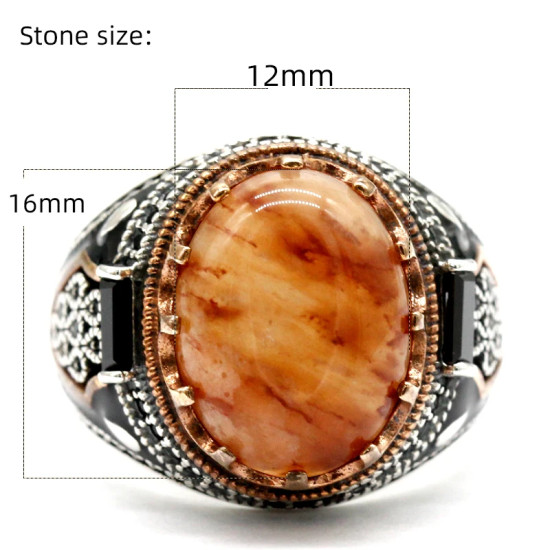 Anillo de Plata de Ley 925 con piedra de cuarzo Natural para hombre, joyería Punk turca Vintage, conjunto de joyas de tendencia, anillos de pareja, anillo para mujer - malaquita tienda 36