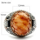 Anillo de Plata de Ley 925 con piedra de cuarzo Natural para hombre, joyería Punk turca Vintage, conjunto de joyas de tendencia, anillos de pareja, anillo para mujer - malaquita tienda 36