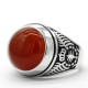 Anillo de Plata de Ley 925 con piedra de ágata roja Natural, joyería Punk turca Retro, anillo clásico de tendencia para hombres, anillo de fiesta, joyería de regalo - malaquita tienda 36