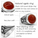 Anillo de Plata de Ley 925 con piedra de ágata roja Natural, joyería Punk turca Retro, anillo clásico de tendencia para hombres, anillo de fiesta, joyería de regalo - malaquita tienda 36