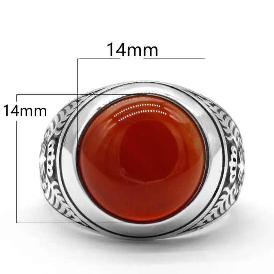 Anillo de Plata de Ley 925 con piedra de ágata roja Natural, joyería Punk turca Retro, anillo clásico de tendencia para hombres, anillo de fiesta, joyería de regalo - malaquita tienda 36