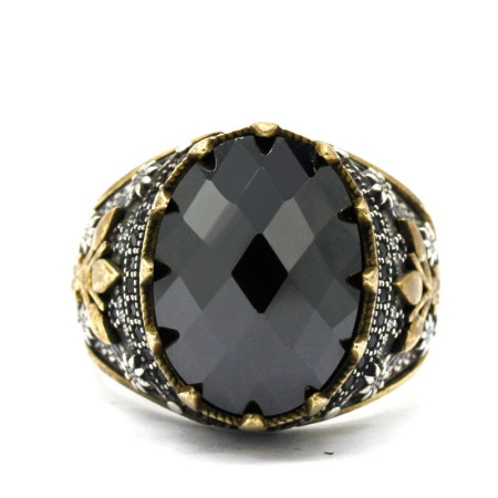 Anillo de Plata de Ley 925 para hombre, conjunto de garra de flores exquisitas, estilo Punk, Retro, hecho a mano, anillo de compromiso turco