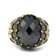 Anillo de Plata de Ley 925 para hombre, conjunto de garra de flores exquisitas, estilo Punk, Retro, hecho a mano, anillo de compromiso turco - malaquita tienda 36