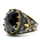 Anillo de Plata de Ley 925 para hombre, conjunto de garra de flores exquisitas, estilo Punk, Retro, hecho a mano, anillo de compromiso turco - malaquita tienda 36
