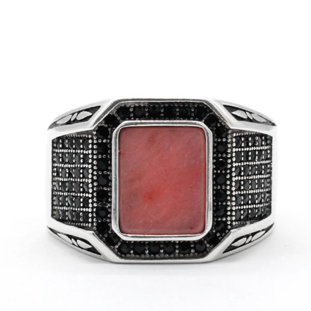 Anillo de piedra arcoíris Rosa Natural para hombre y mujer, con diseño único de piedra arcoíris, estilo Punk turco, regalo de cumpleaños, nuevo