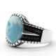 Anillo de plata de ley S925 para hombre y mujer, piedra con patrón de mar Natural, estilo Punk turco, clásico, regalo - malaquita tienda 36