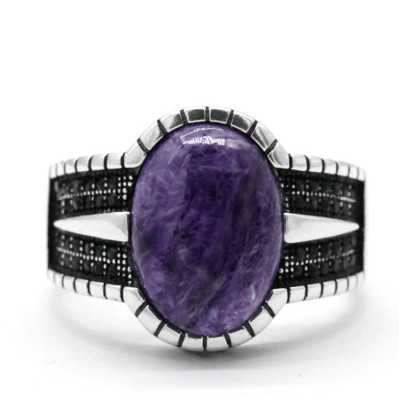 Anillo de Plata de Ley 925 con piedra de dragón púrpura para hombres y mujeres, joyería de boda, estilo Punk turco Original, exquisito