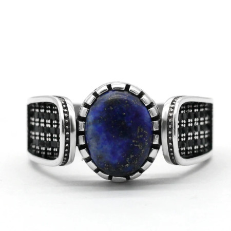 Anillo de lapislázuli Natural para hombre y mujer, de Plata de Ley 925, anillo turco hecho a mano, estilo Punk turco, joyería de lujo