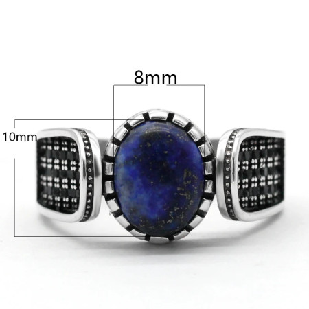 Anillo de lapislázuli Natural para hombre y mujer, de Plata de Ley 925, anillo turco hecho a mano, estilo Punk turco, joyería de lujo
