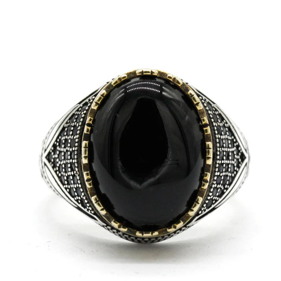 Nuevo Anillo de Plata de Ley 925 para hombres y mujeres con piedra de ágata Natural, diseño de tendencia turco hecho a mano, joyería exquisita Punk - malaquita tienda 36