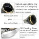 Nuevo Anillo de Plata de Ley 925 para hombres y mujeres con piedra de ágata Natural, diseño de tendencia turco hecho a mano, joyería exquisita Punk - malaquita tienda 36