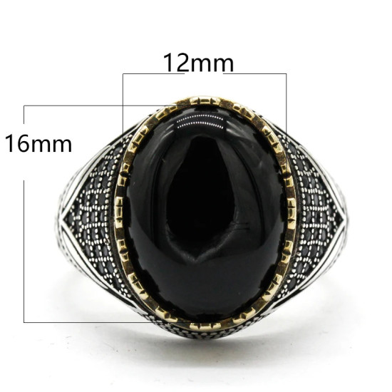 Nuevo Anillo de Plata de Ley 925 para hombres y mujeres con piedra de ágata Natural, diseño de tendencia turco hecho a mano, joyería exquisita Punk - malaquita tienda 36