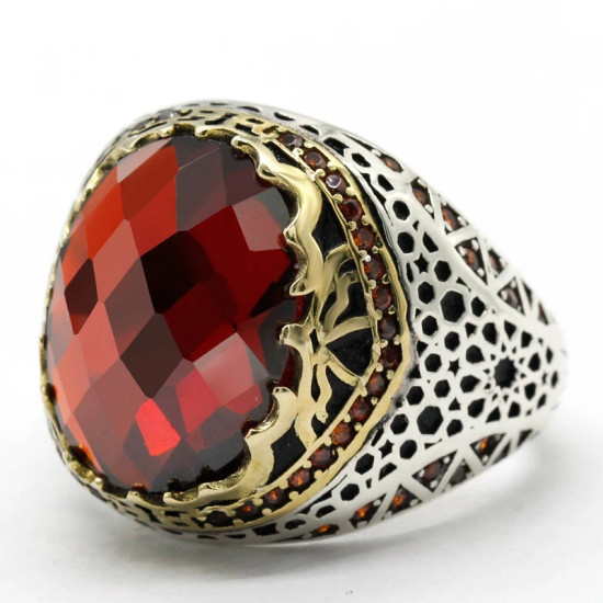 Anillo de Plata de Ley 925 con diseño de patrón, joyería de boda de estilo Punk turco, anillos de compromiso/fiesta para hombres y mujeres - malaquita tienda 36