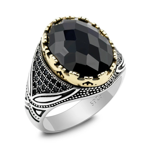 Anillo de Plata de Ley 925 para hombres y mujeres, joyería exquisita hecha a mano con circonita, diseño de moda turca, Punk, para boda, nuevo estilo - malaquita tienda 36