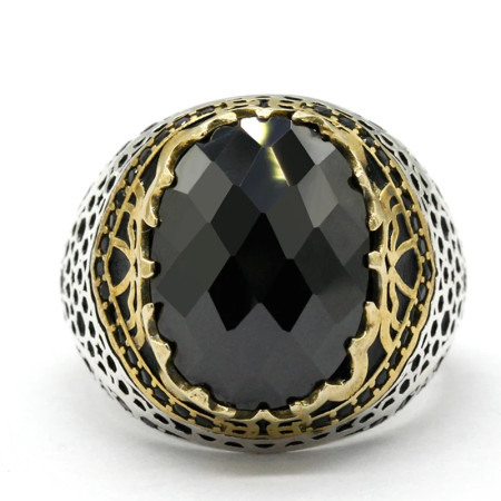 Anillo de Plata de Ley 925, anillo de circonita negra de grado A, hecho A mano, regalo de fiesta, estilo Punk Vintage