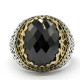 Anillo de Plata de Ley 925, anillo de circonita negra de grado A, hecho A mano, regalo de fiesta, estilo Punk Vintage - malaquita tienda 36