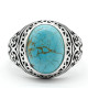 Anillo de plata de ley S925 de turquesa Natural para hombre, joyería de lujo hecha a mano, estilo Punk, fiesta - malaquita tienda 36