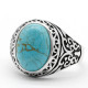 Anillo de plata de ley S925 de turquesa Natural para hombre, joyería de lujo hecha a mano, estilo Punk, fiesta - malaquita tienda 36