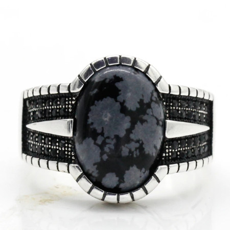 Anillo de Plata de Ley 925 con piedra Natural de copo de nieve para hombre y mujer, sortija de boda, estilo Punk turco Original, regalo exquisito