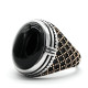 Anillo de Plata de Ley 925 para hombre, anillo clásico de Turquía, Vintage, piedra de ónix negro Natural, anillo de piedra grande para hombre, anillo de plata con piedra - malaquita tienda 36